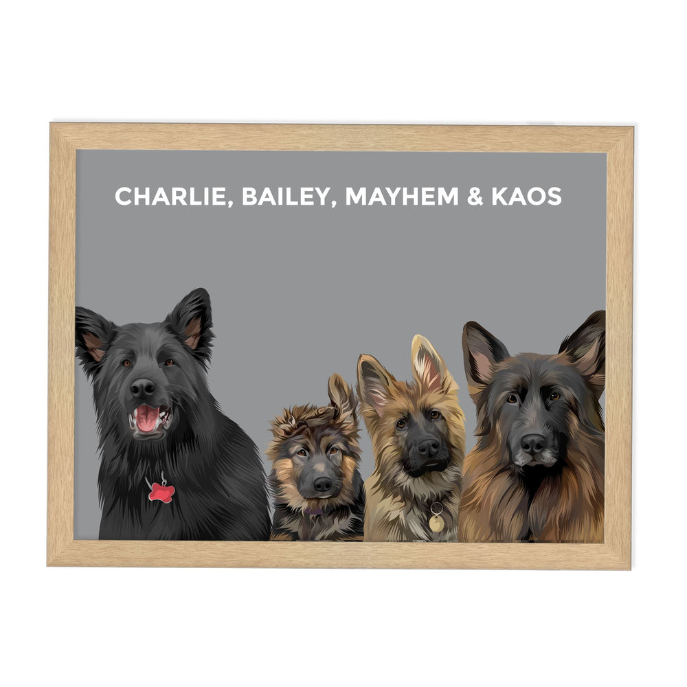 
            
                Load image into Gallery viewer, Four Pet Custom Portrait - Framed - The Companion Collective four-pet-custom-portrait-framed, Framed
            
        
