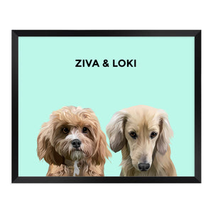 
            
                Load image into Gallery viewer, Two Pet Custom Portrait - Framed - The Companion Collective two-pet-custom-portrait-framed, Framed
            
        