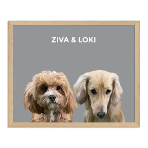 
            
                Load image into Gallery viewer, Two Pet Custom Portrait - Framed - The Companion Collective two-pet-custom-portrait-framed, Framed
            
        