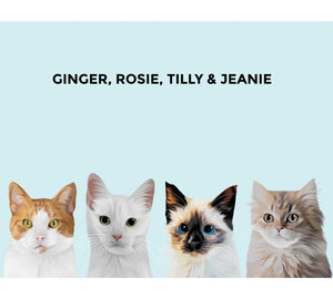 Four Pet Custom Portrait - Poster Only - The Companion Collective four-pet-portrait-poster-only, Poster Only