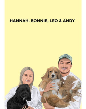 Pet and Person Custom Portrait (4 Figures - Full Body) - Poster Only - The Companion Collective pet-and-person-custom-portrait-4-figures-full-body-poster-only, Poster Only