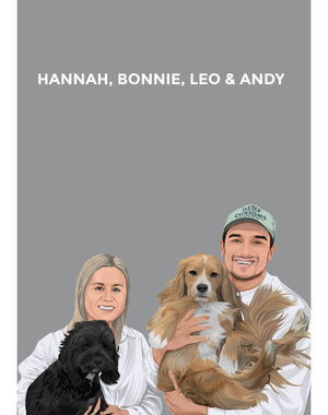 
            
                Load image into Gallery viewer, Pet and Person Custom Portrait (4 Figures - Full Body) - Poster Only - The Companion Collective pet-and-person-custom-portrait-4-figures-full-body-poster-only, Poster Only
            
        