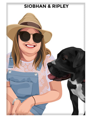 Pet and Person Custom Portrait (2 Figures - Head and Shoulders) - Poster Only - The Companion Collective pet-and-person-poster-only, Poster Only
