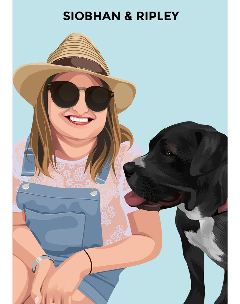 Pet and Person Custom Portrait (2 Figures - Head and Shoulders) - Poster Only - The Companion Collective pet-and-person-poster-only, Poster Only