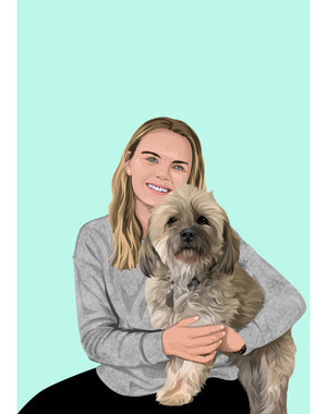 Custom Pet and Person Portrait - Digital File